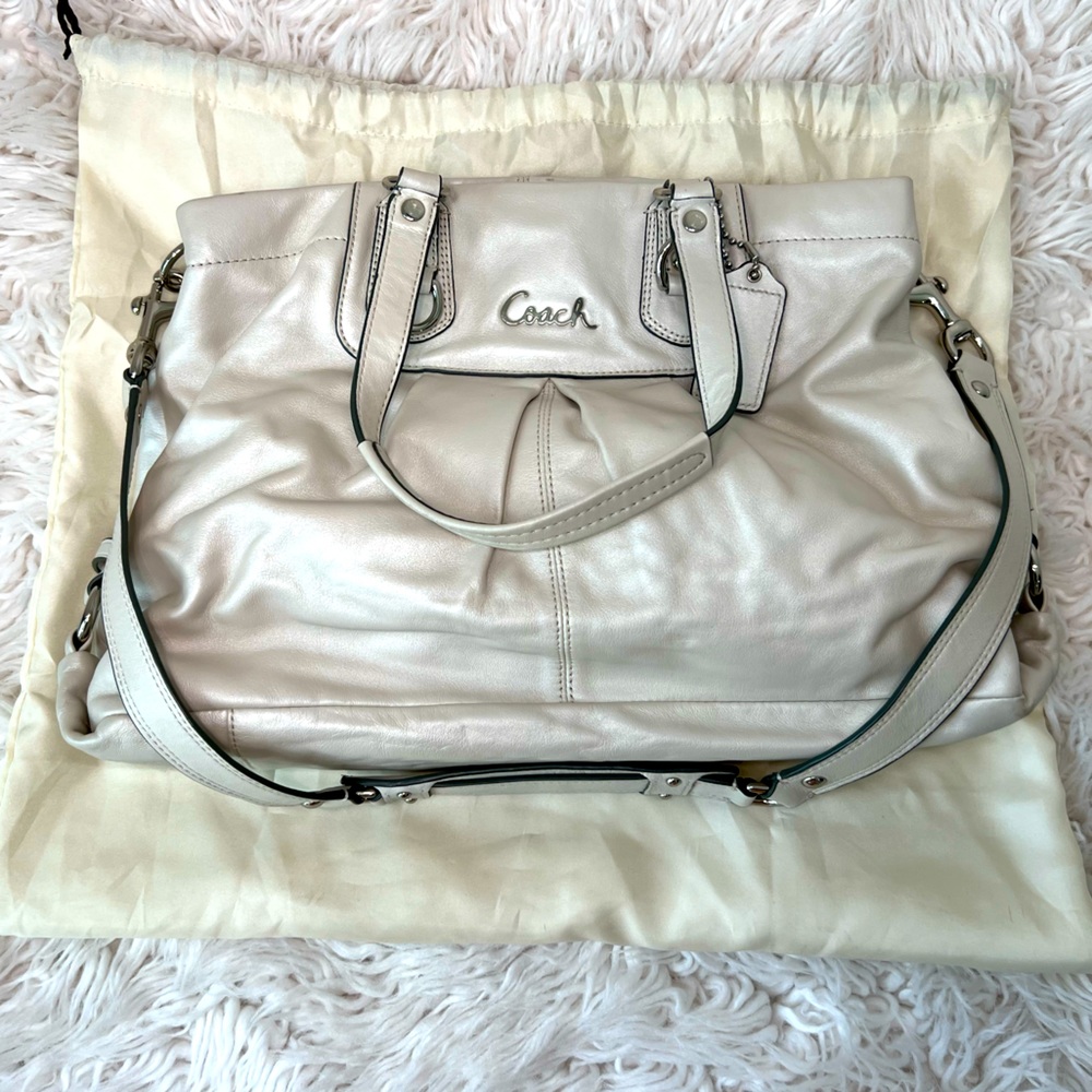 Coach- Pearl White Convertible Shoulder Bag.